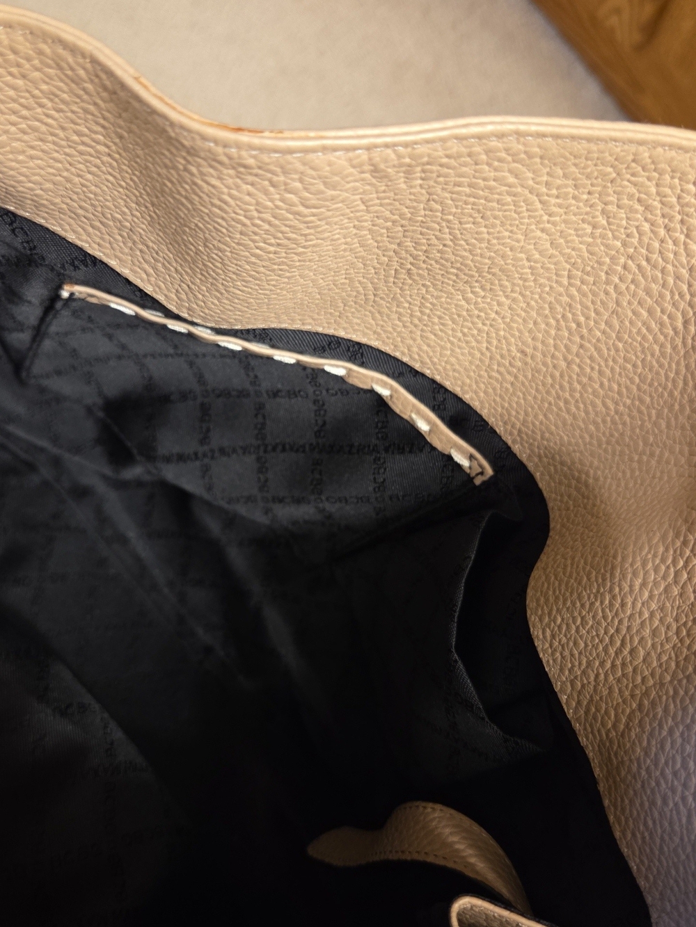 BCBGMaxAzria Nude Pebbled Leather Shoulder Bag - Picture 6 of 6